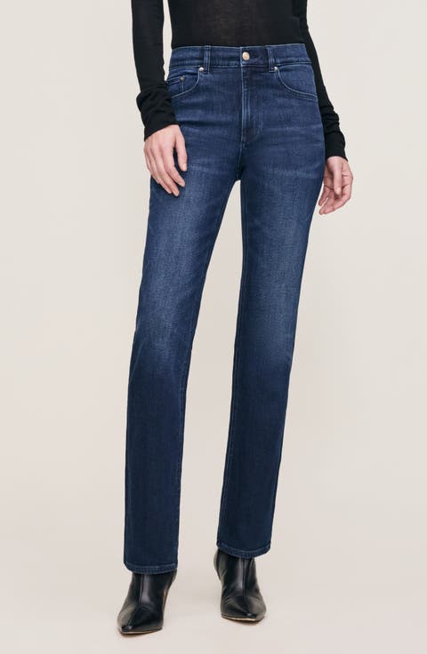 Patti High Waist Straight Leg Jeans (Blue Cave)