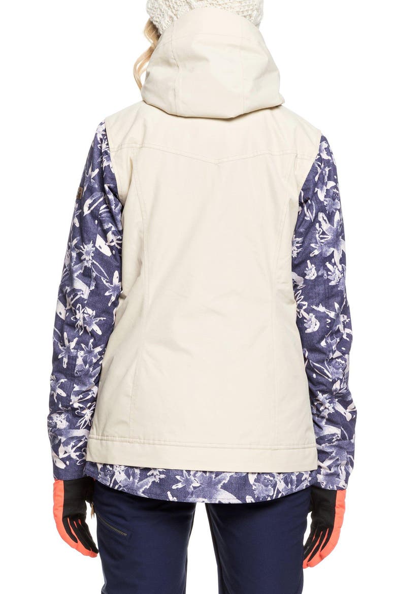 Ceder Snow Jacket, Alternate, color, MID DENIM BLEACHED FLOWERS