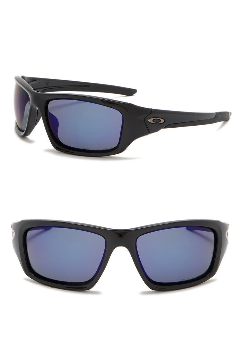 Valve Polarized 60mm Wrap Sunglasses, Main, color, BLACK