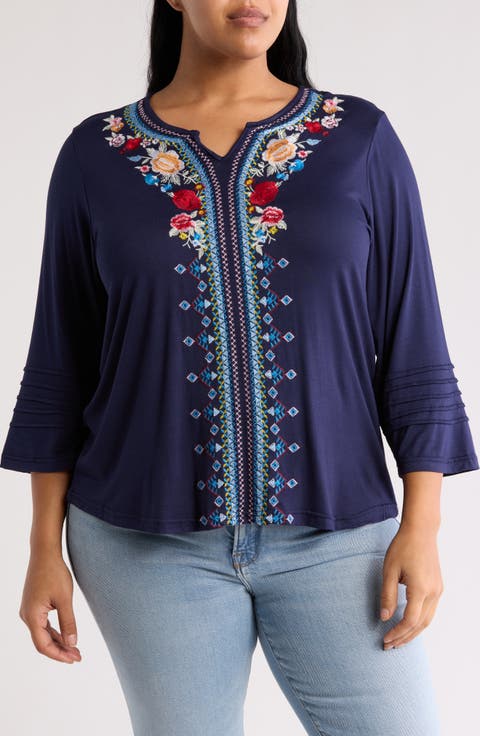 Embroidered Blouse (Plus)