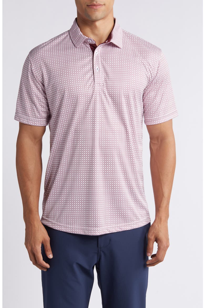 Tanner Geo Print Performance Golf Polo, Main, color, MAROON
