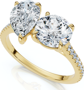 Bliss Diamond 2 1/10Ct Toi Et Moi Pear and Round Diamond Ring 14k Gold or Platinum Lab Grown