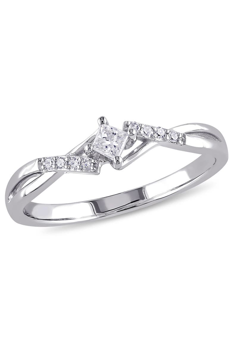 Julianna B. Diamond Princess-cut Engagement Ring 10k, Main, color, 10K White Gold