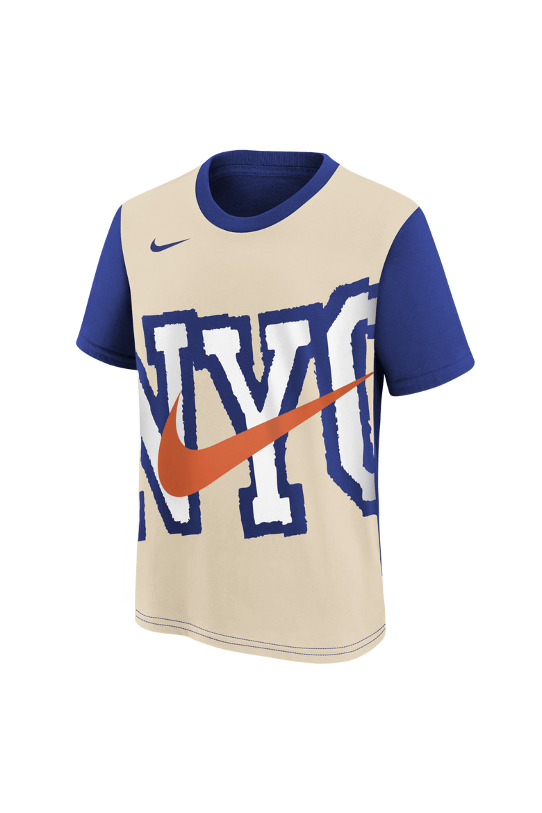 Youth Nike Light Beige/Blue New York Knicks 2025/26 City Edition Max90 T-Shirt, Alternate, color, Light Beige