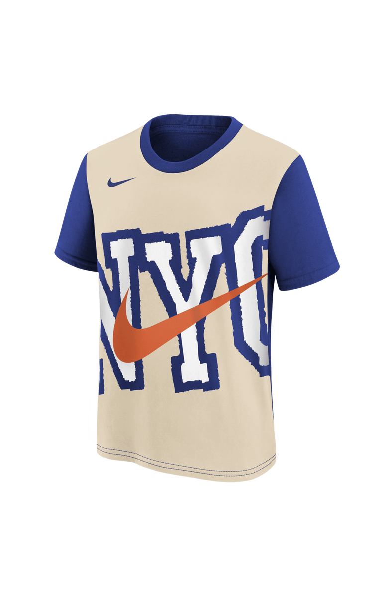 Nike Youth Nike Light Beige/Blue New York Knicks 2025/26 City Edition Max90 T-Shirt, Alternate, color, Light Beige