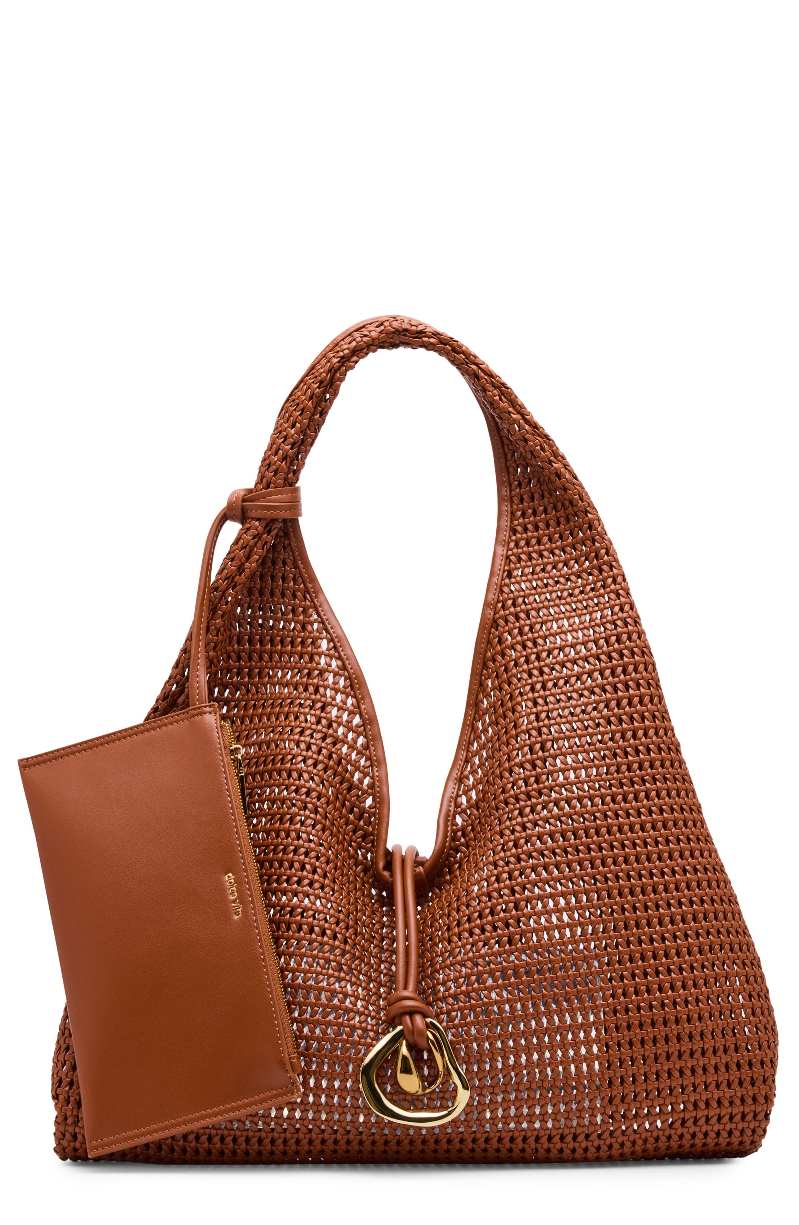 Dolce Vita Missie Woven Shoulder Bag, Main, color, Cognac