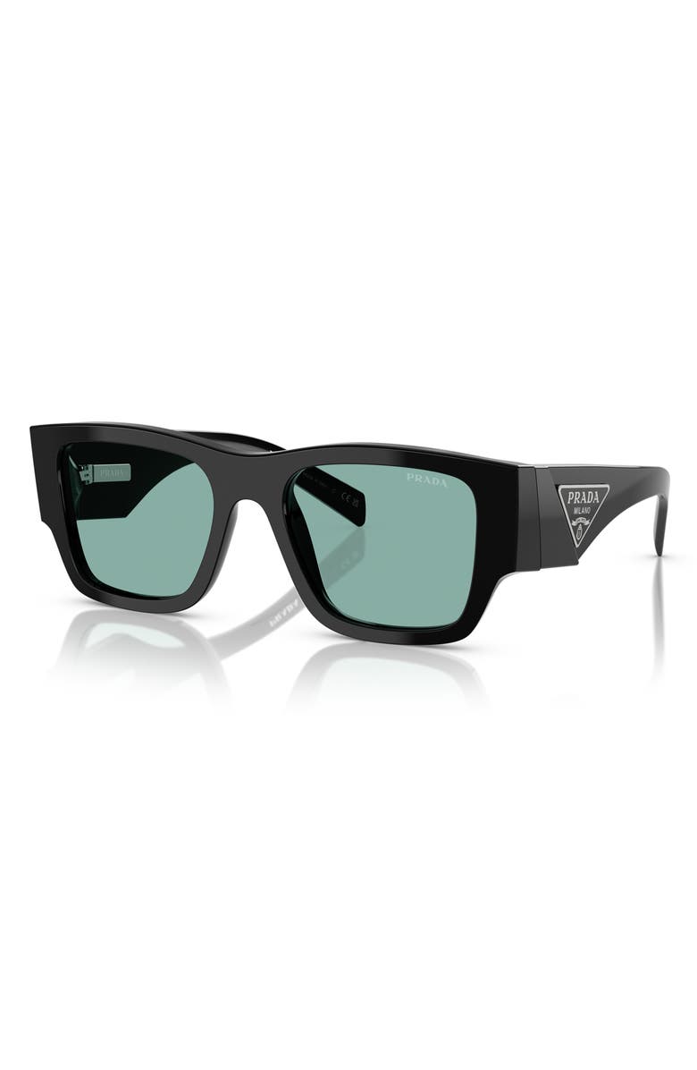 Prada 55mm Square Sunglasses, Alternate, color, Black Green