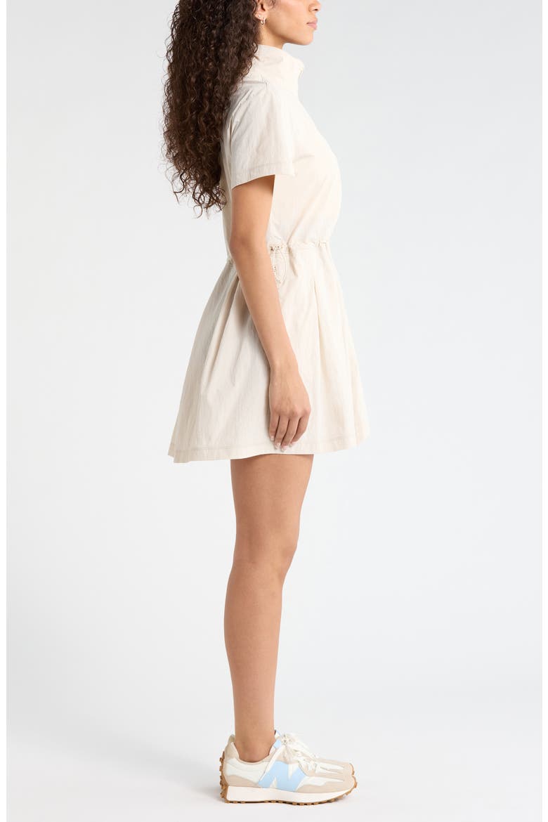 Nylon Pleated Fit & Flare Dress, Alternate, color, GREY MOONBEAM