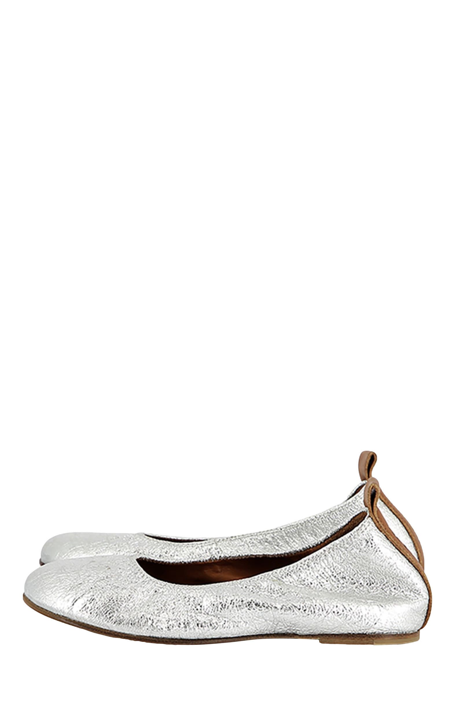 Lanvin Leather Ballet Pumps, Main, color, Silver