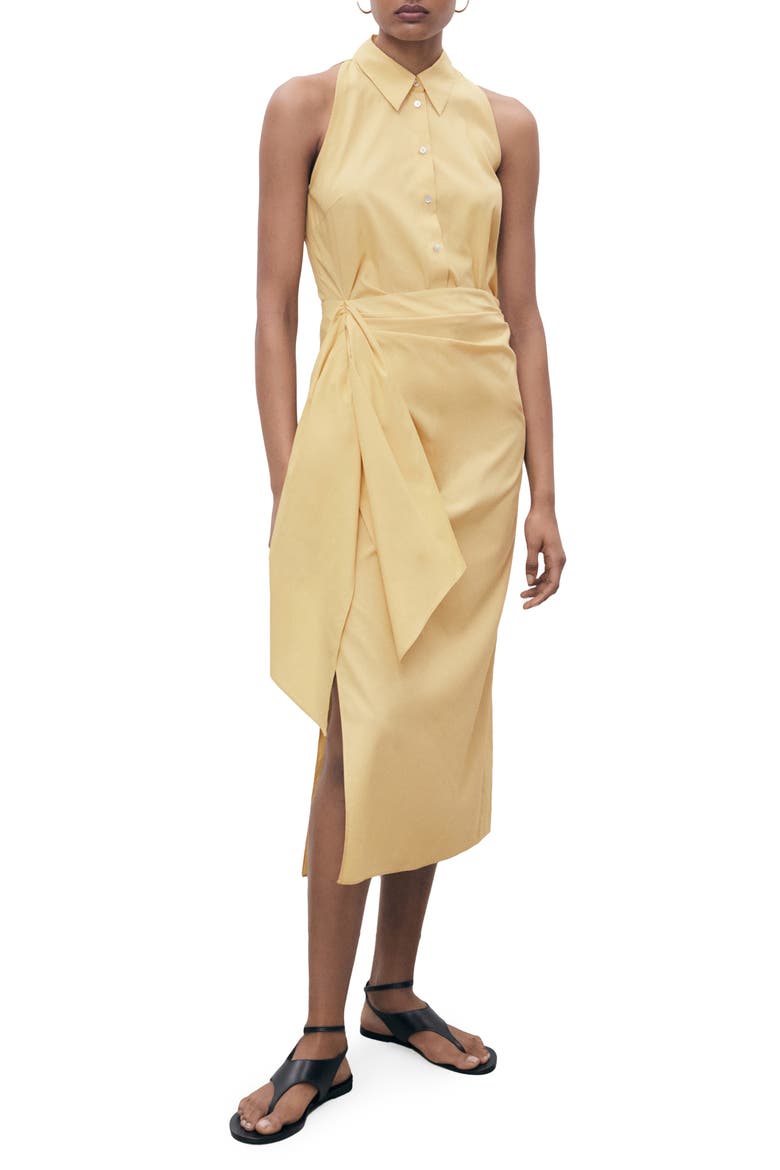 Side Tie Sleeveless Maxi Shirtdress, Main, color, MEDIUM BROWN