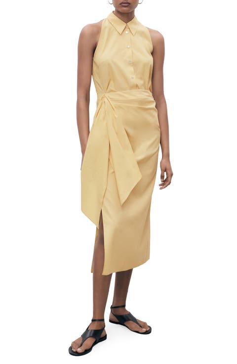 Side Tie Sleeveless Maxi Shirtdress