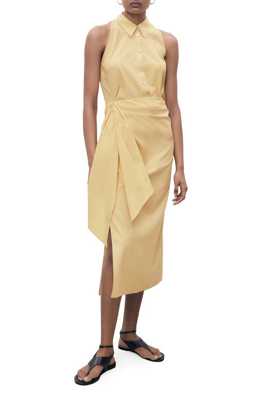 Mango Side Tie Sleeveless Maxi Shirtdress In Nude