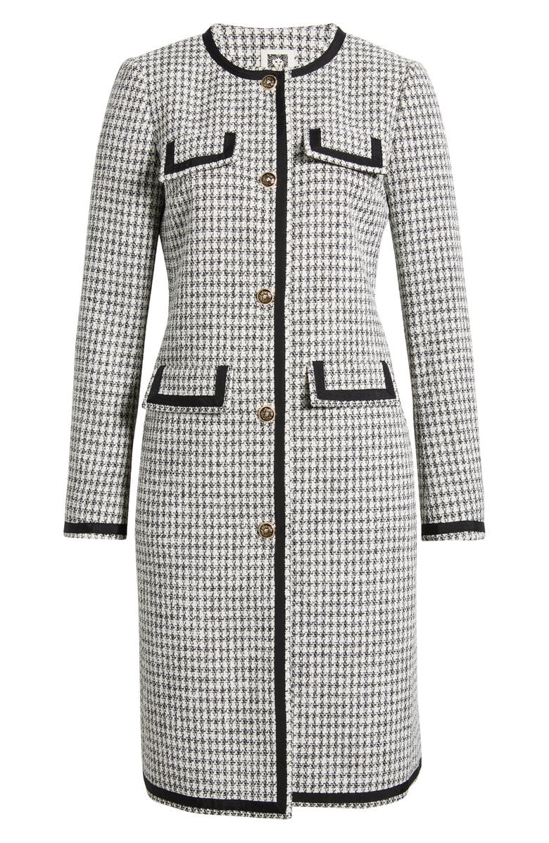 Anne Klein Houndstooth Tweed Long Sleeve Sheath Dress, Alternate, color,