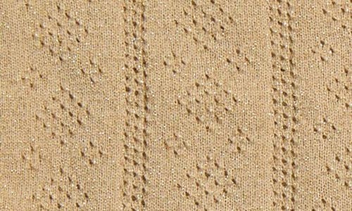 Nordstrom Metallic Pointelle Crew Socks In Tan
