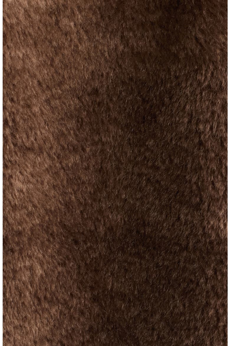 Faux Fur Jacket with Faux Leather Trim, Alternate, color, BROWN