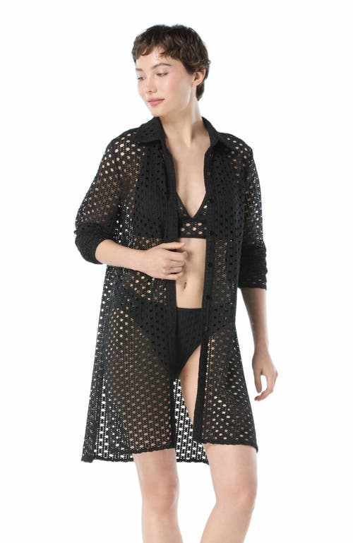 Carmen Marc Valvo Button Up Shirt in Black 