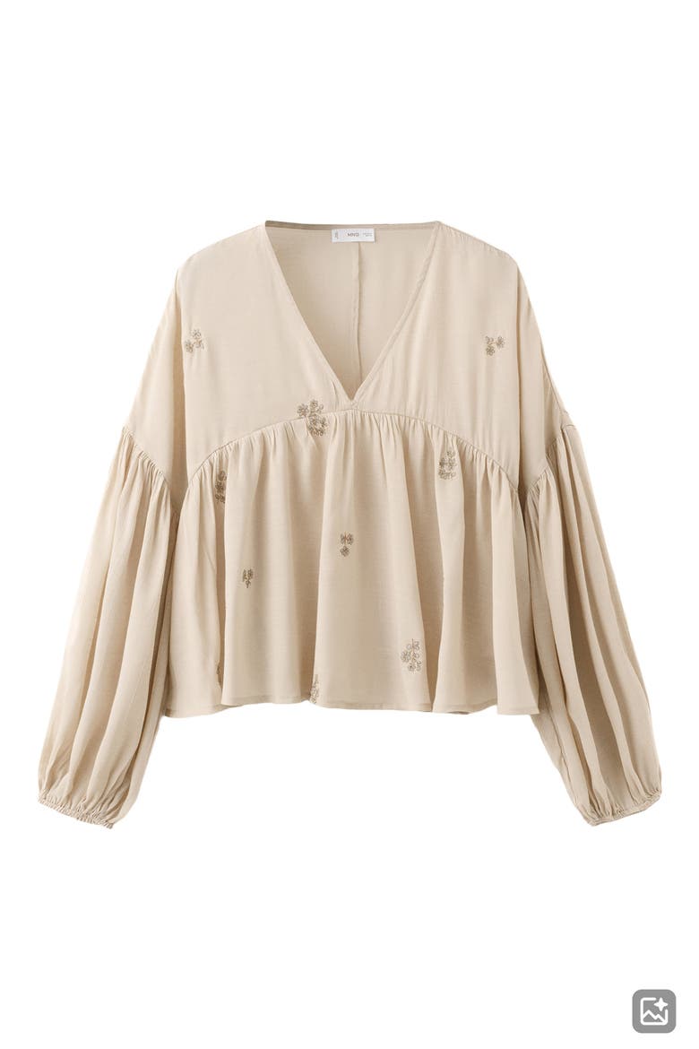 Embroidered Peplum Blouse, Alternate, color, BEIGE
