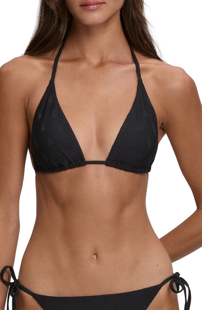 Polo Ralph Lauren Ricky Slider Triangle Bikini Top, Main, color, Black