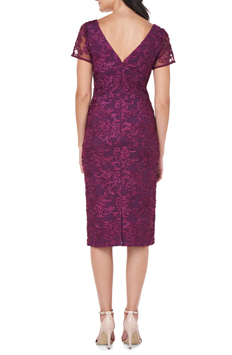 JS Collections Soutache Embroidered V-Neck Cocktail Dress, Alternate, color, 