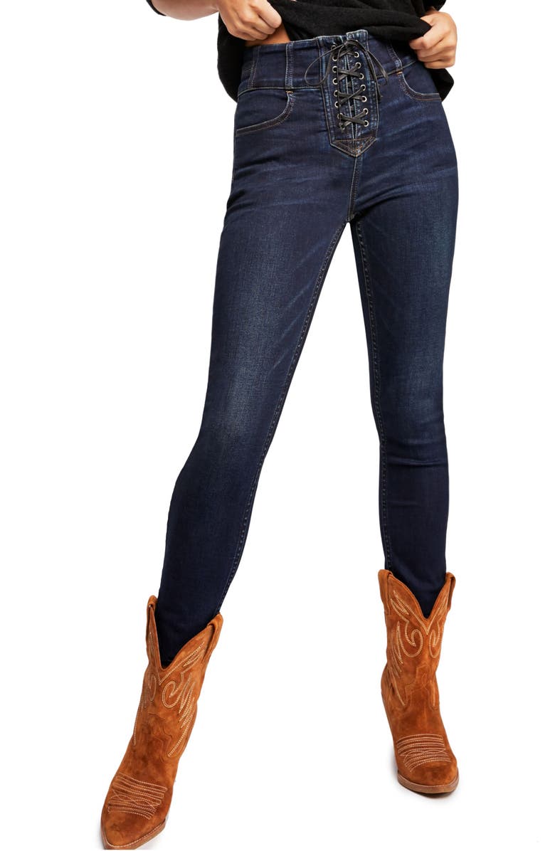 Free People CRVY by Free People Lovers Knot High Waist Skinny Jeans, Main, color, 