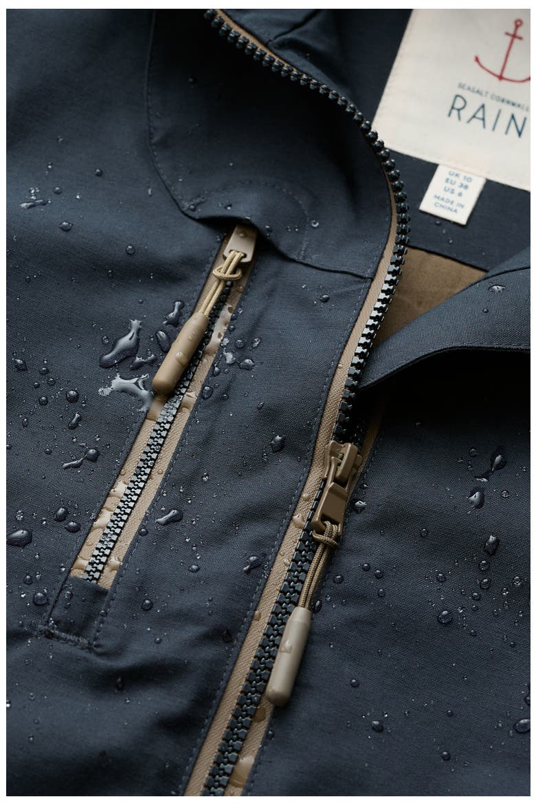 Coverack Waterproof Organic Cotton Raincoat with Removable Hood, Alternate, color, INKWELL