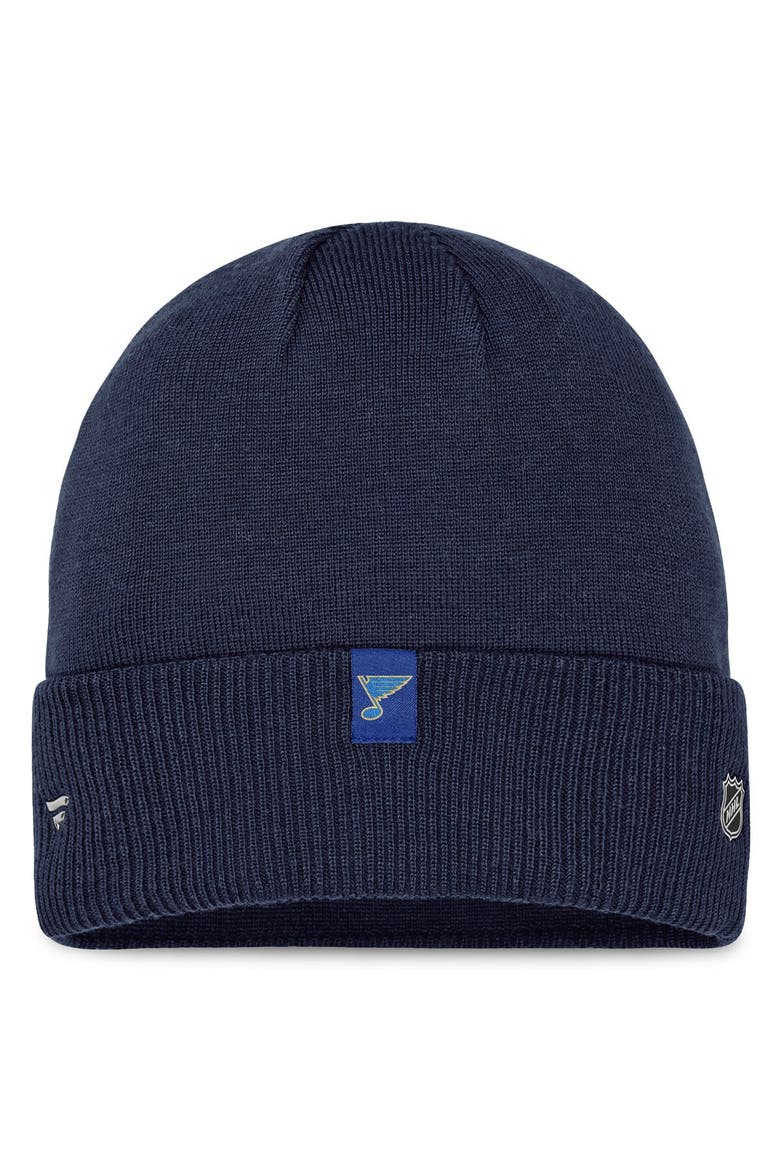 Men's Fanatics Branded  Navy St. Louis Blues Authentic Pro Road Metallic Cuffed Knit Hat, Alternate, color, Navy