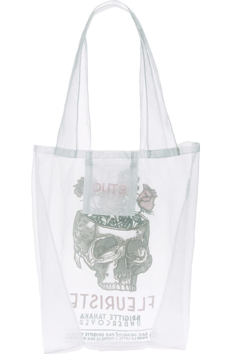 Undercover x Brigitte Tanaka Flower Skull Embroidered Organza Tote, Alternate, color,