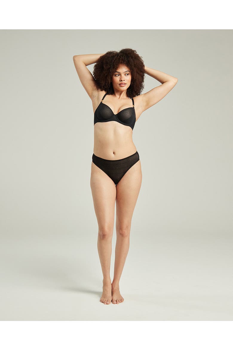 The Sheer Deco High Leg Brief - 3 Pack, Alternate, color, Black