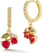 CHLOE AND MADISON Cherry Cubic Zirconia Huggie Hoop Earrings