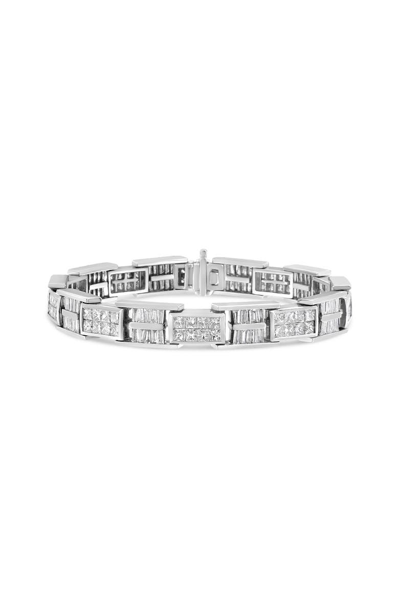 14K White Gold 10 5/8 Cttw Diamond Panel Link Bracelet  - 7" Inches, Main, color, White