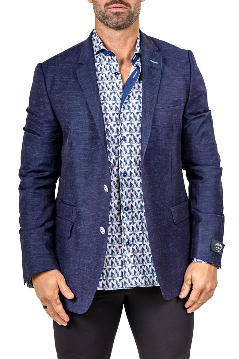 Socrate Marthyr033 Blue Slub Wool & Silk Blend Wool Sport Coat, Main, color, BLUE
