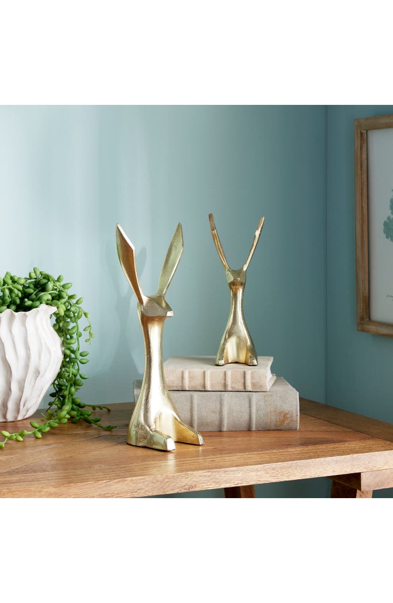 Napa Home & Garden 11.75" Decorative Long Ear Spring & Easter Gold Jackrabbit Figurines Set of 2, Alternate, color, Gold
