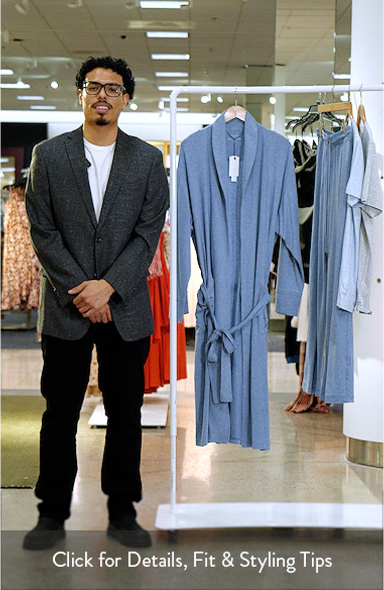 Shawl Collar Heathered Cotton & Modal Blend Robe, sales video thumbnail