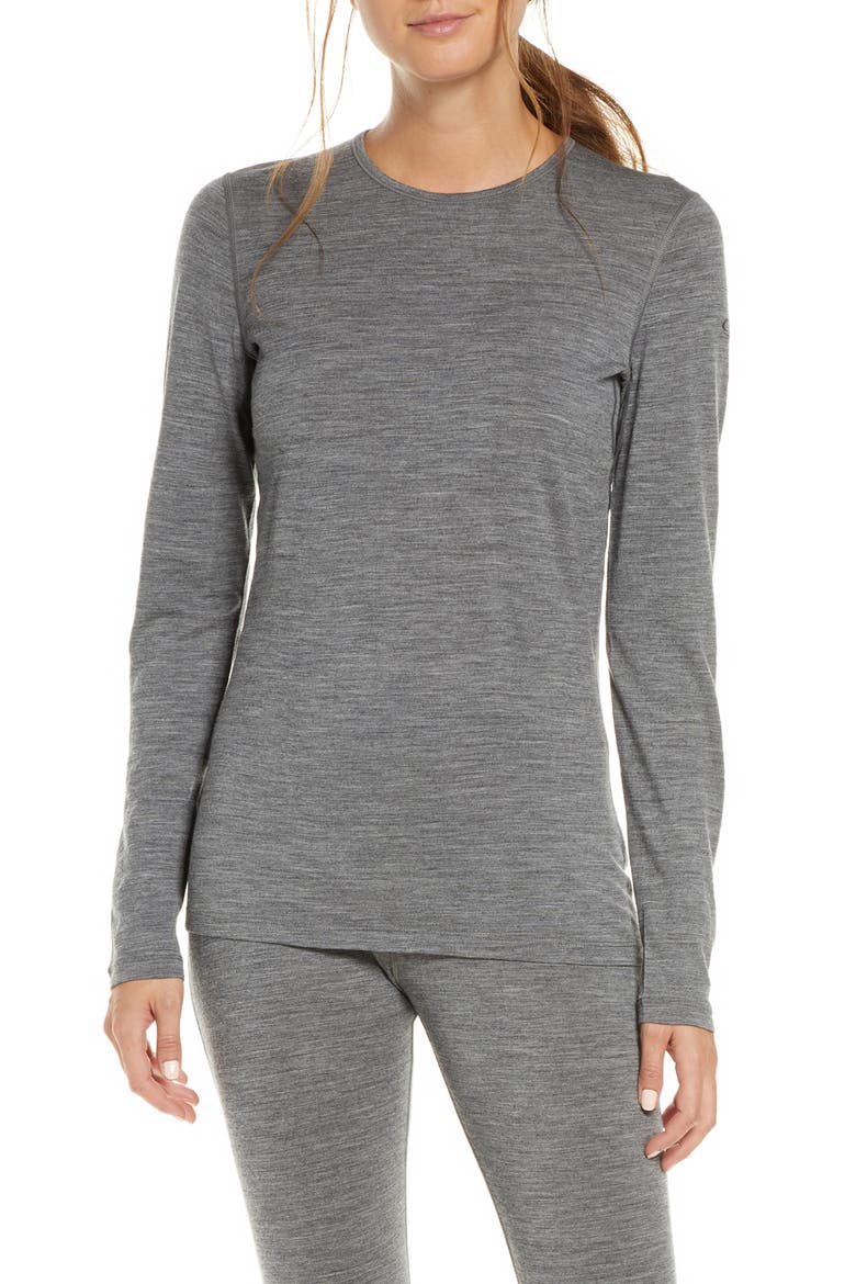 Oasis Long Sleeve Merino Wool Base Layer Tee, Main, color, GRITSTONE HEATHER
