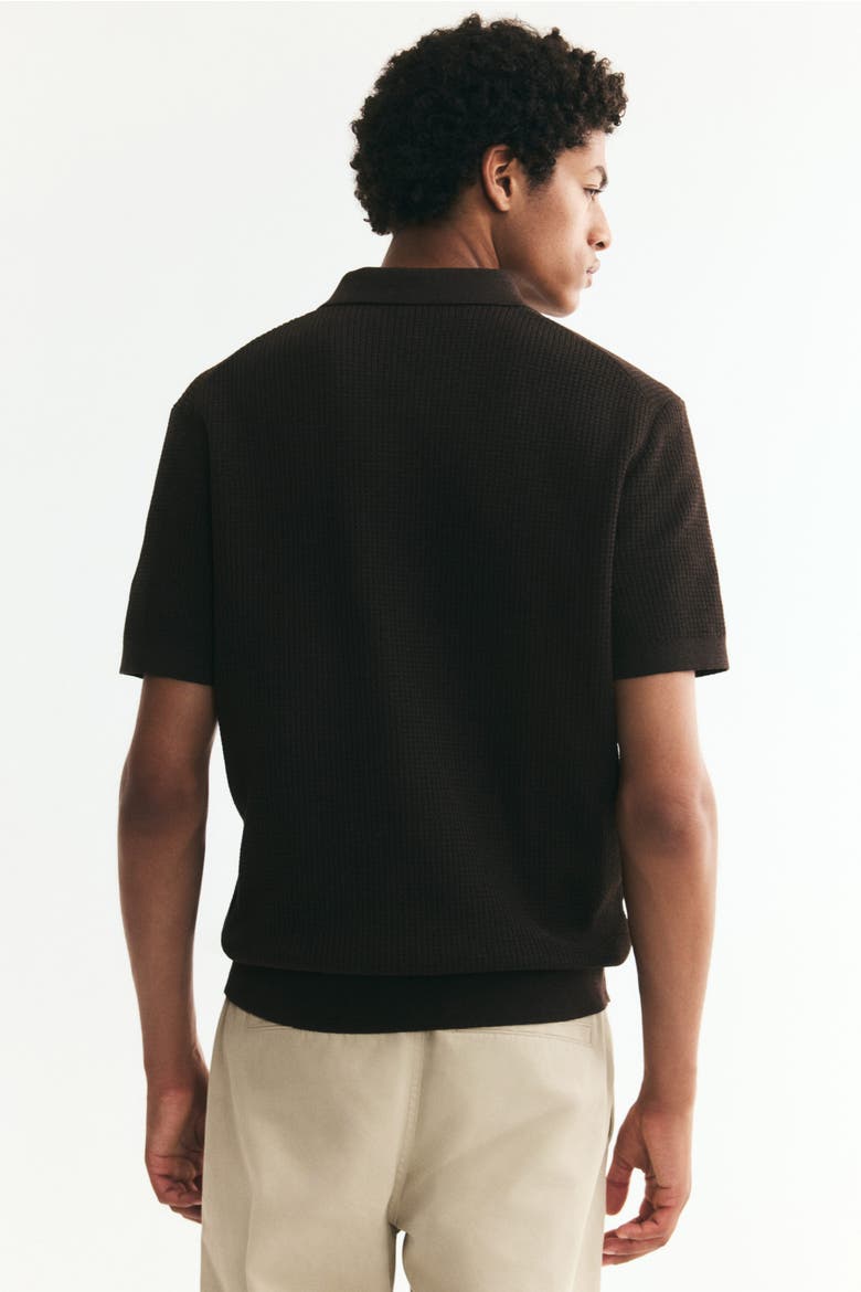 Regular-fit Knit Polo Shirt, Alternate, color, Dark brown