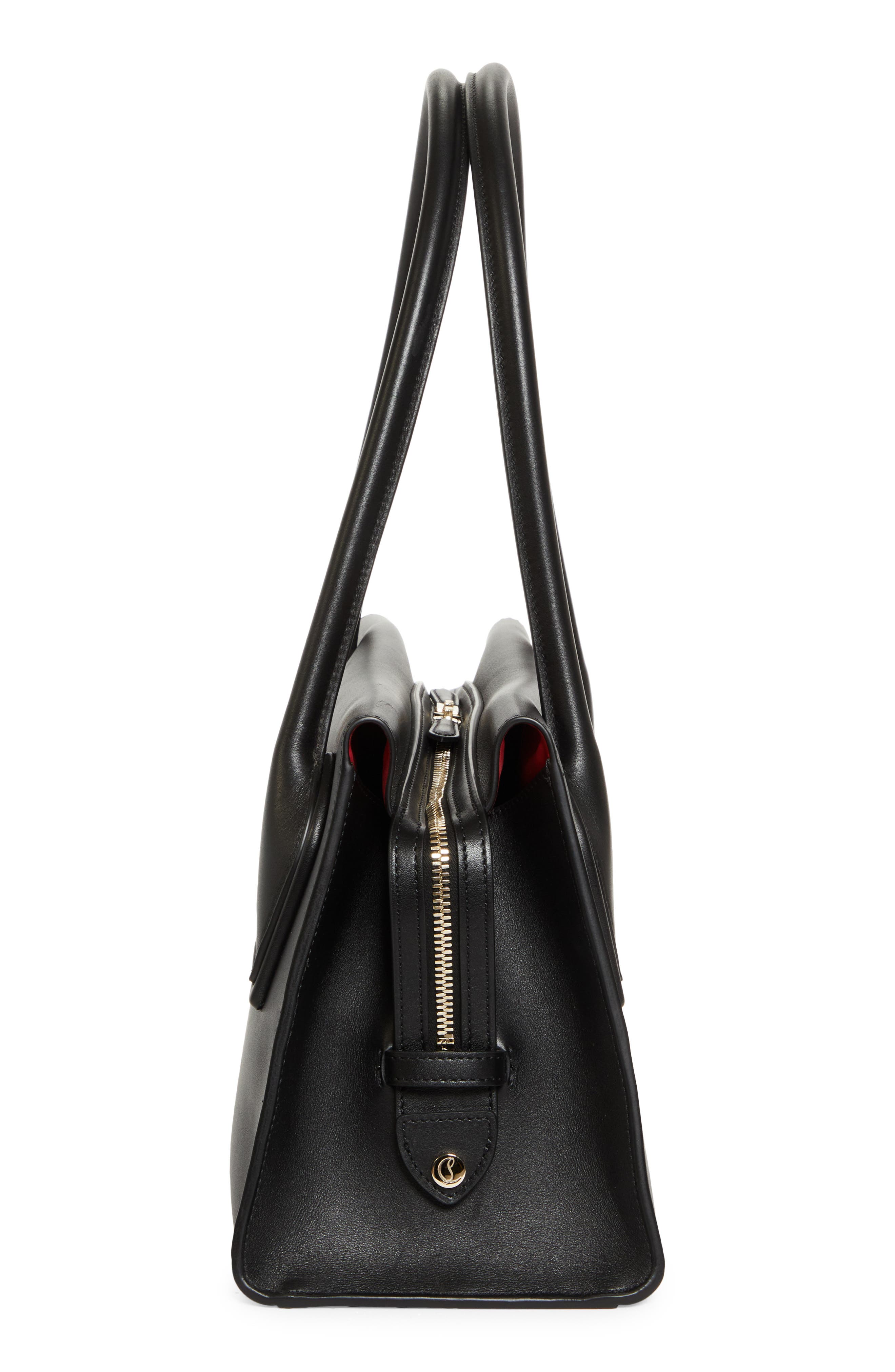 Christian Louboutin Medium Baguette Leather Shoulder Bag, Alternate, color, Black