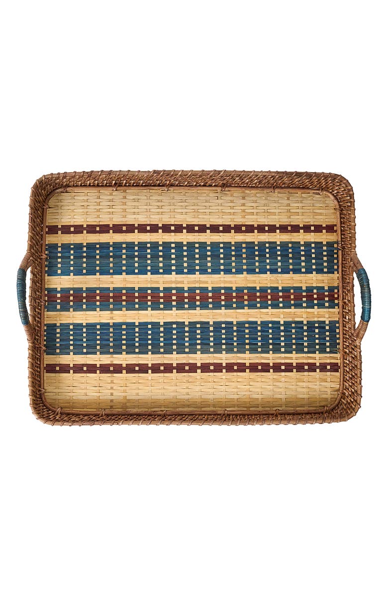 Juliska Danish Stripe Wicker Tray, Main, color, Navy