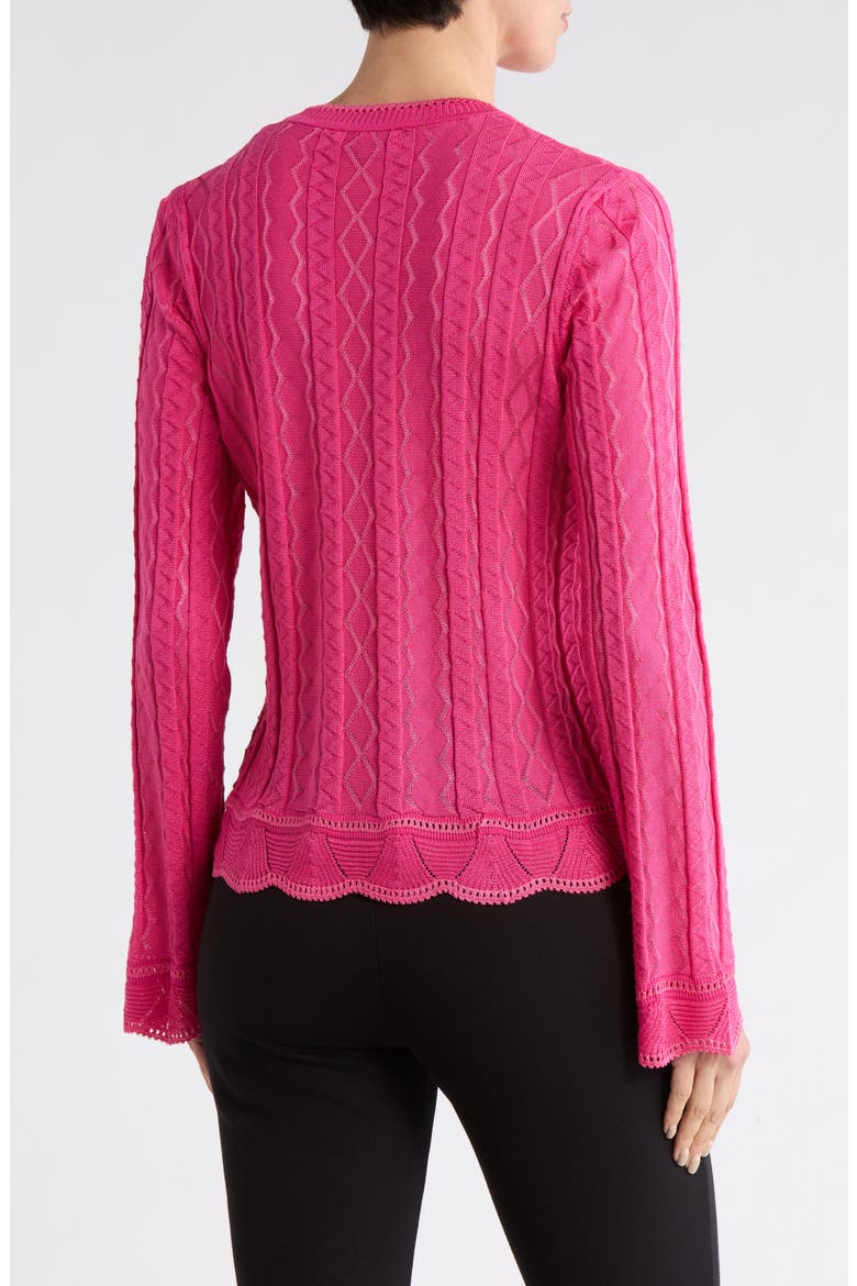 Textured Knit Crewneck Sweater, Alternate, color, FUXIA TONES
