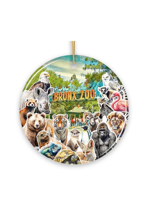 Bronx Zoo Animal Collage Ceramic Ornament