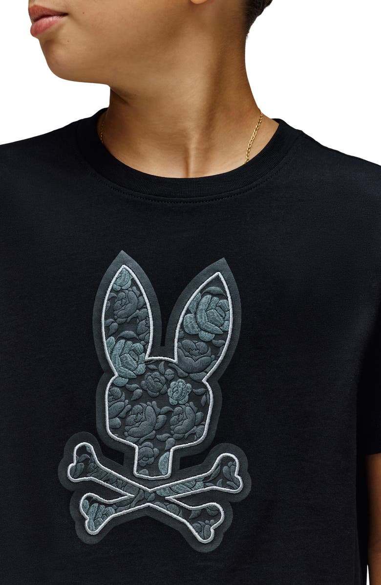 Psycho Bunny Kids' Rowen Embroidered Pima Cotton Graphic T-Shirt, Alternate, color, Black