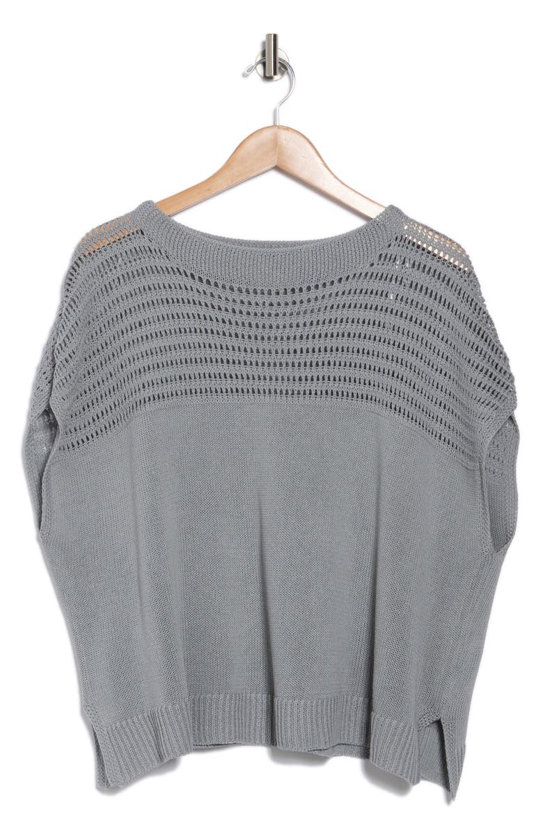 MAX STUDIO Open Weave Dolman Sweater, Alternate, color, Slate