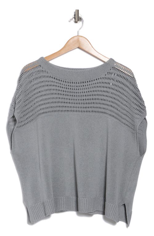 Max Studio Open Weave Dolman Sweater In Gray