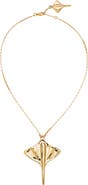 UNODE50 Short Chain Pendant Plated in 18K Gold with Manta Ray Figure