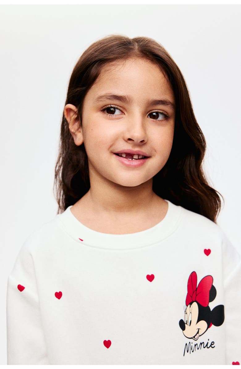 H&M Printed Tulle-skirt Sweatshirt Dress, Alternate, color, Light Pink/Minnie Mouse