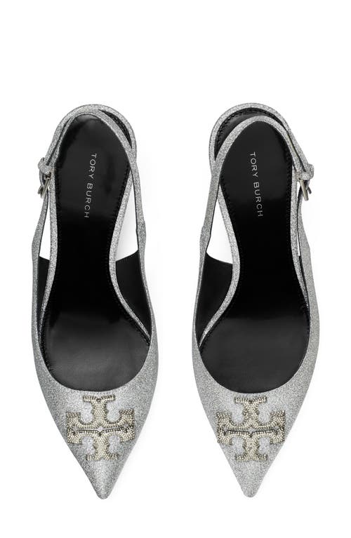 Tory Burch Eleanor Pavé Slingback Pointed Toe Pump In Black