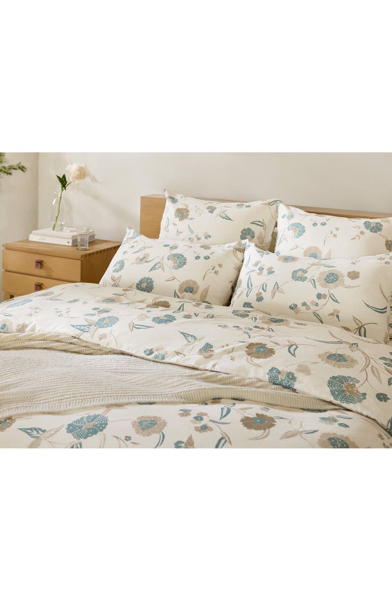 Coyuchi Aurora Print Duvet Cover, Alternate, color, Natural W/ Surf