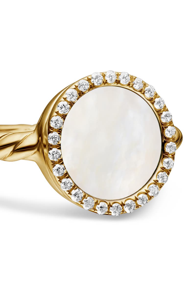 David Yurman Petite DY Elements<sup>®</sup> Ring in 18K Yellow Gold with Mother of Pearl and Pavé Diamonds, Alternate, color, 