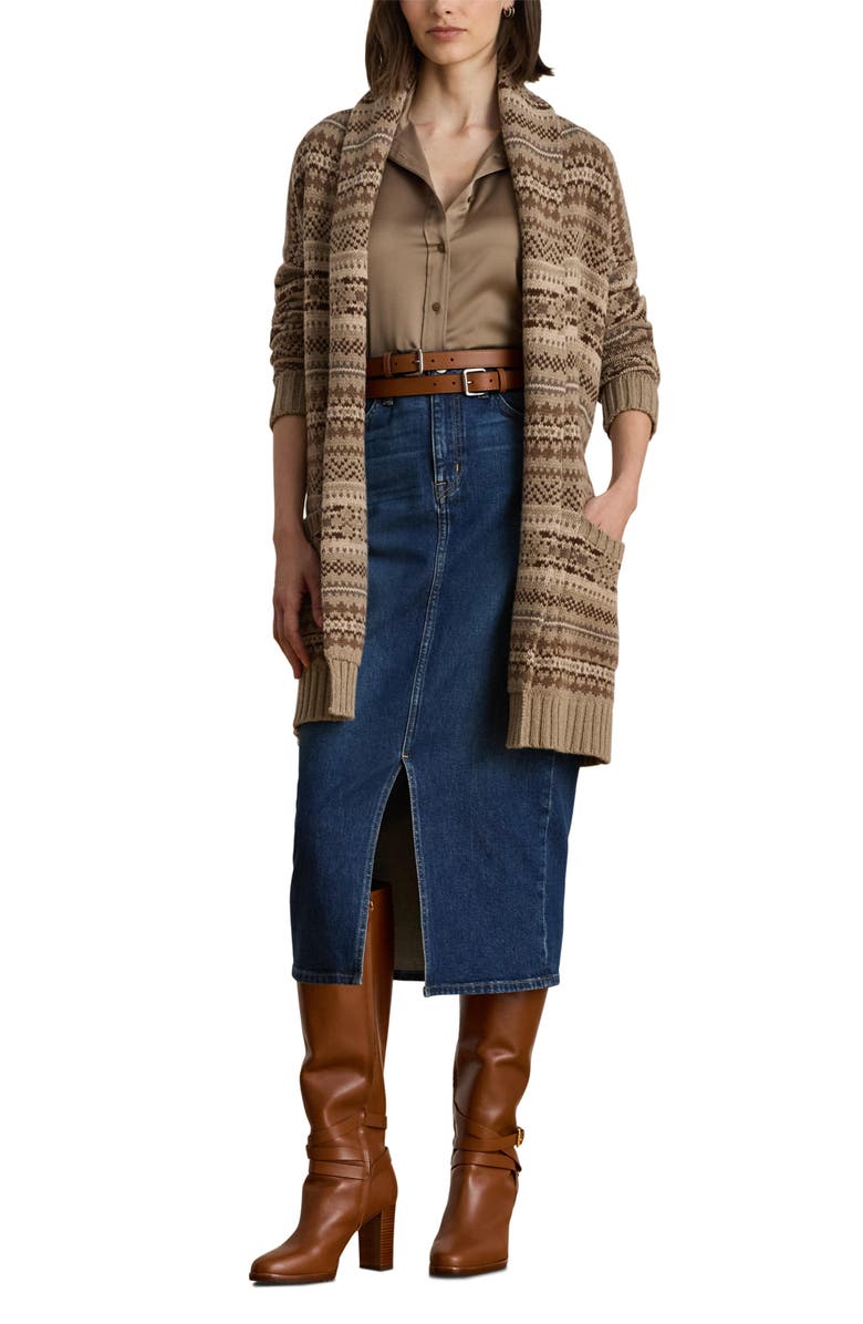Lauren Ralph Lauren Fair Isle Belted Wool Blend Cardigan, Main, color, Adirondack Heather Multi
