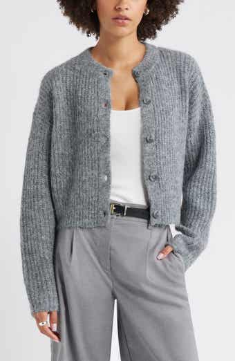 Open Edit Fuzzy Crewneck Cardigan
