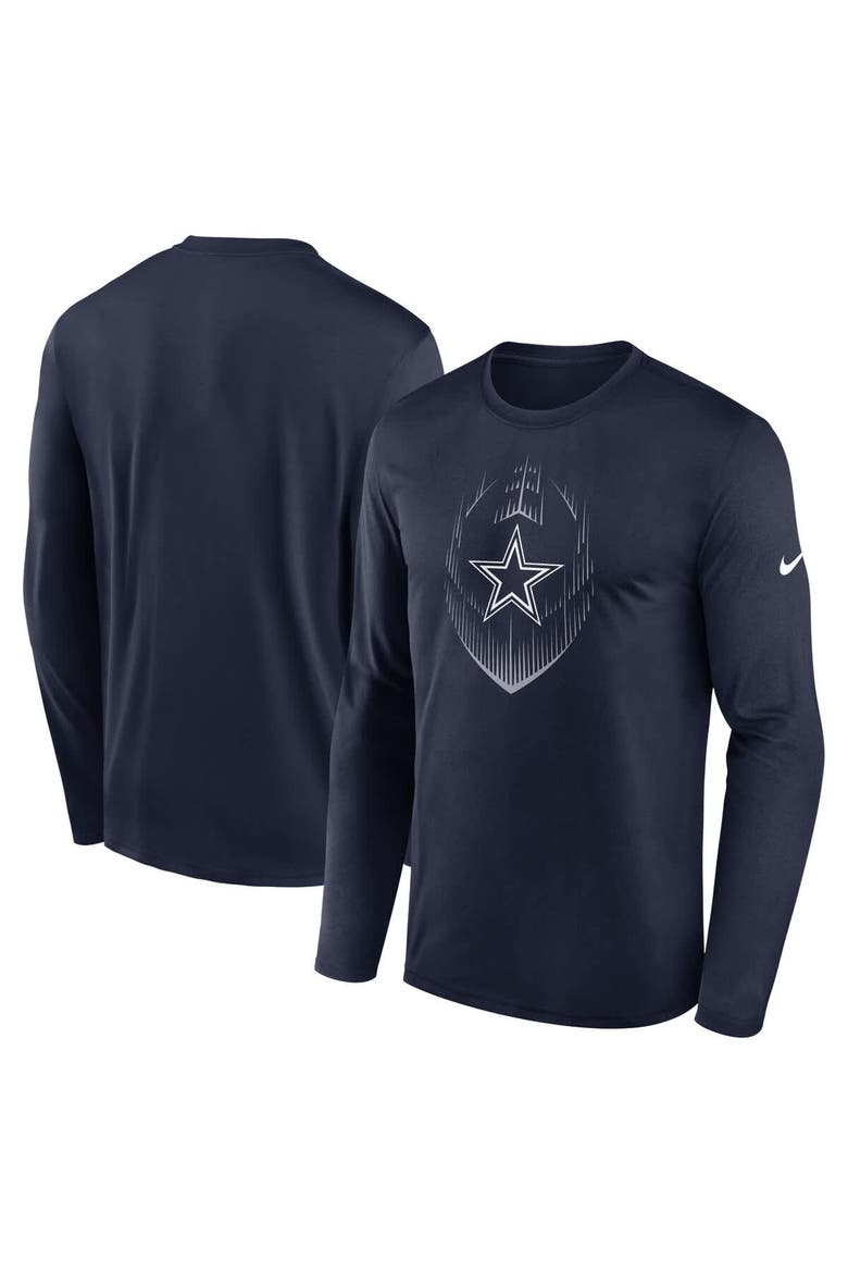 Men's Nike Navy Dallas Cowboys Icon Legend Performance Long Sleeve T-Shirt, Main, color, Navy